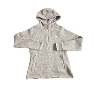 The North Face Heathered Tan 1/2 Zip Hooded Pullover with Zipper Pockets Size M